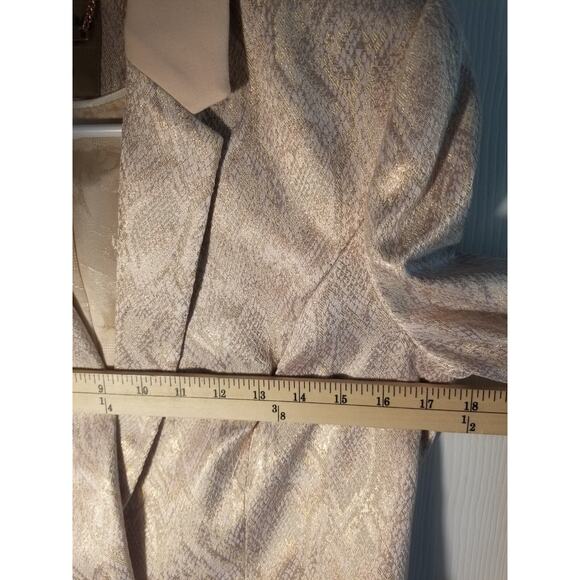 TED BAKER Champagne Pink Metallic Python Blazer Jacket 3 Career Office Holiday - Picture 9 of 11